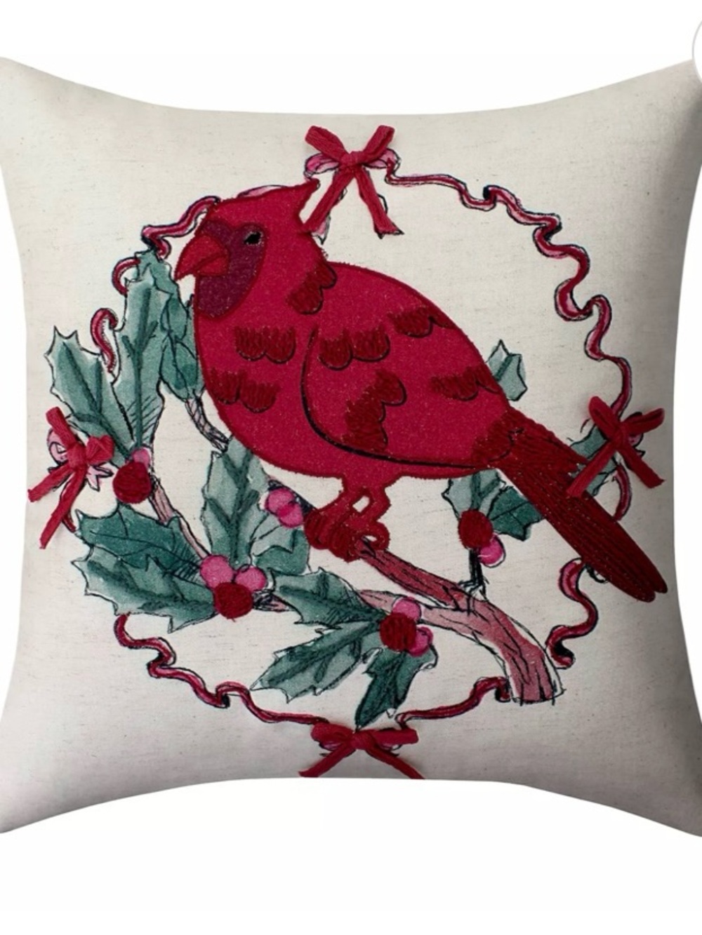 2-St. Nicholas Square® Faux Linen Cardinal Decorative Throw Pillow